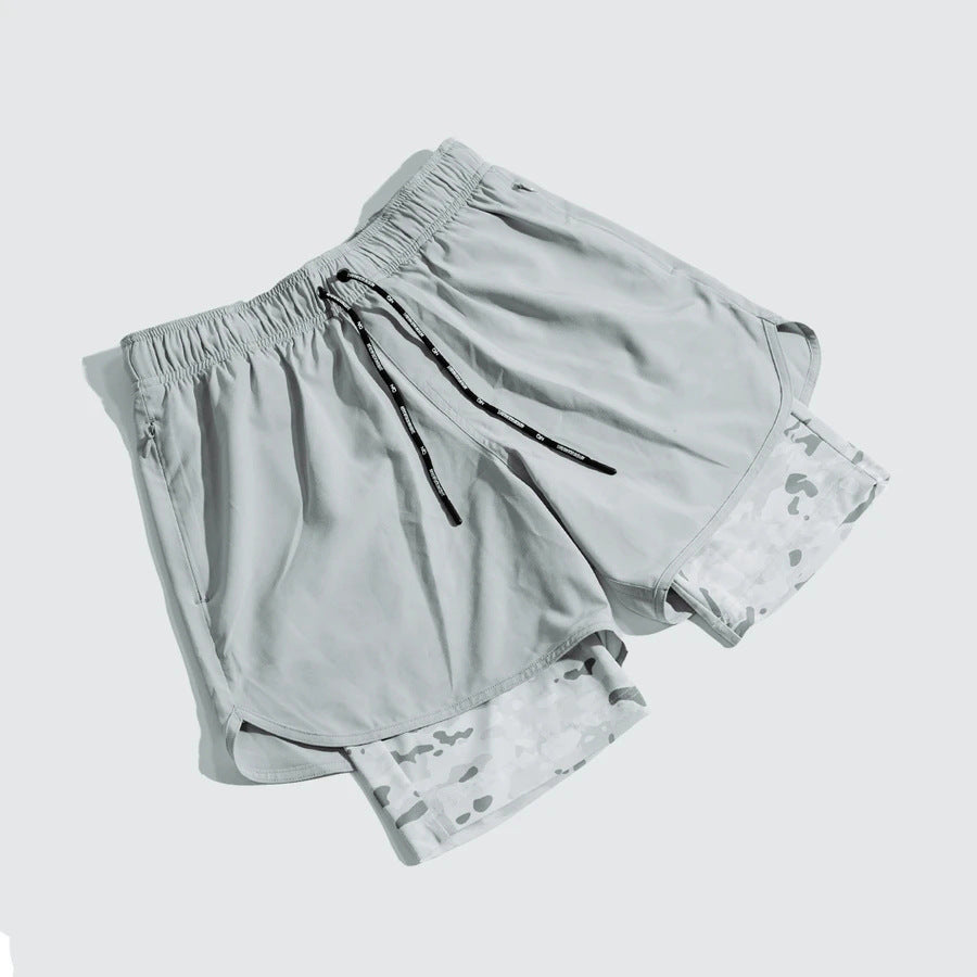 Double Layer Gym Pants with Loose Zip Pockets