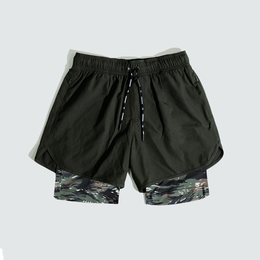 Double Layer Gym Pants with Loose Zip Pockets