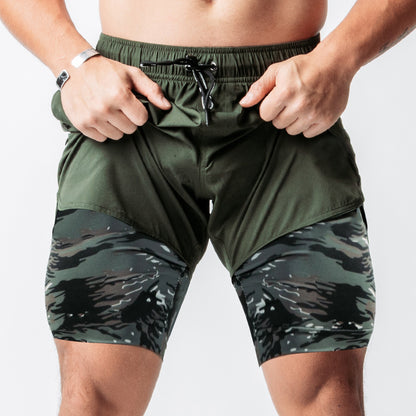 Double Layer Gym Pants with Loose Zip Pockets