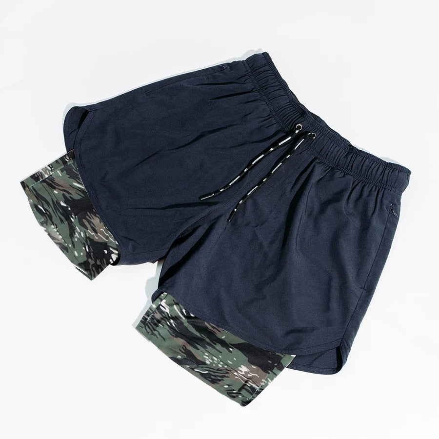 Double Layer Gym Pants with Loose Zip Pockets