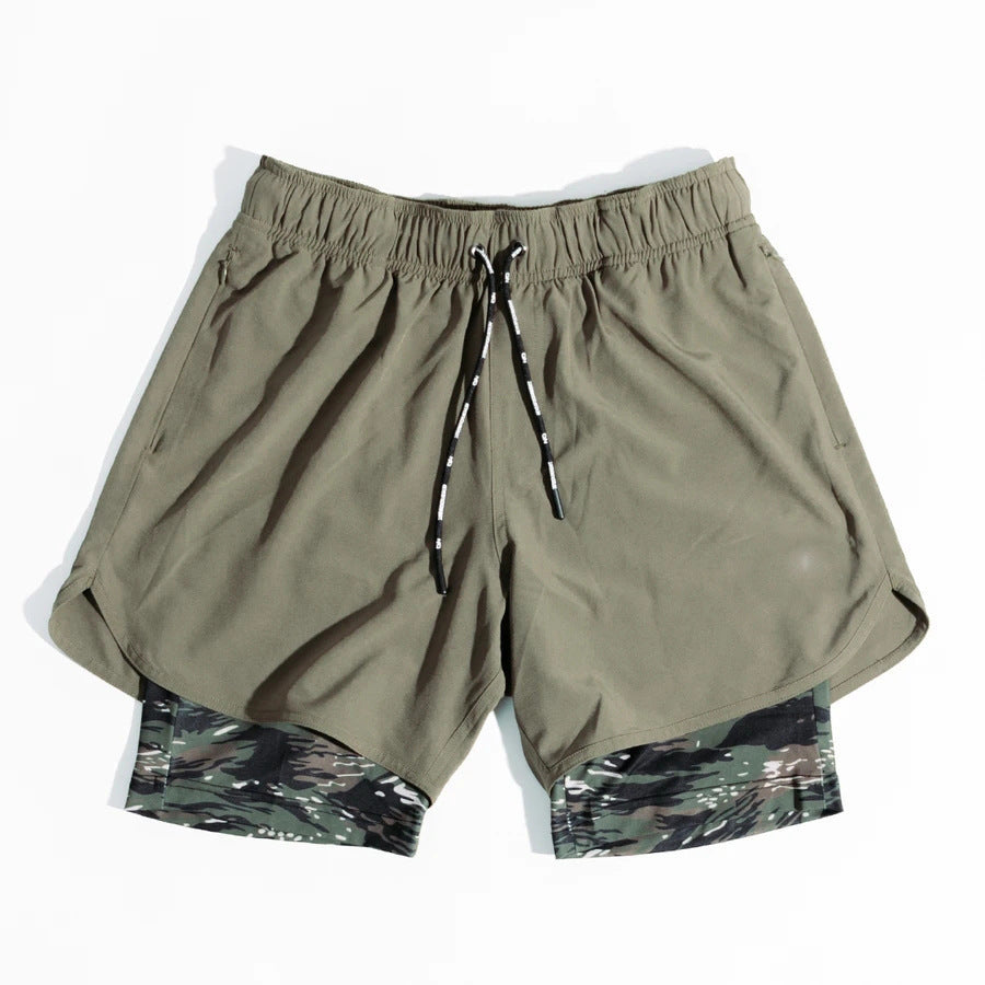 Double Layer Gym Pants with Loose Zip Pockets